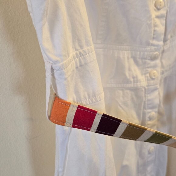 White Cotton Long Button-down Sleeveless Shirt Dress Size 16 - Picture 11 of 11